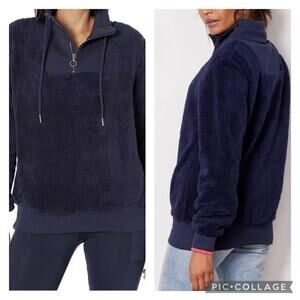 Sweaty Betty Sherpa Quarter Zip Pullover Navy Blue Size 4